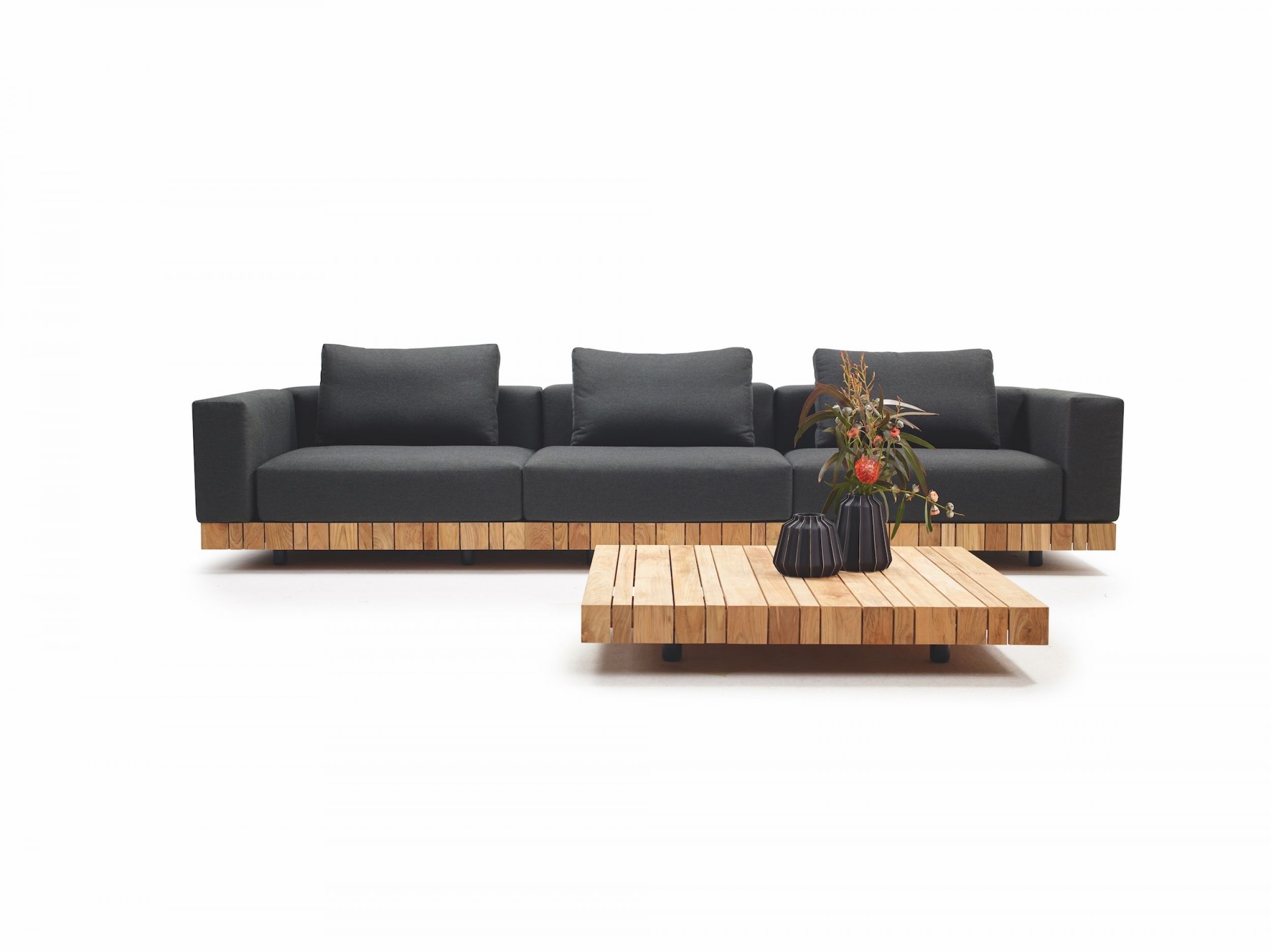 Canapé 3 places modulable en teck robuste