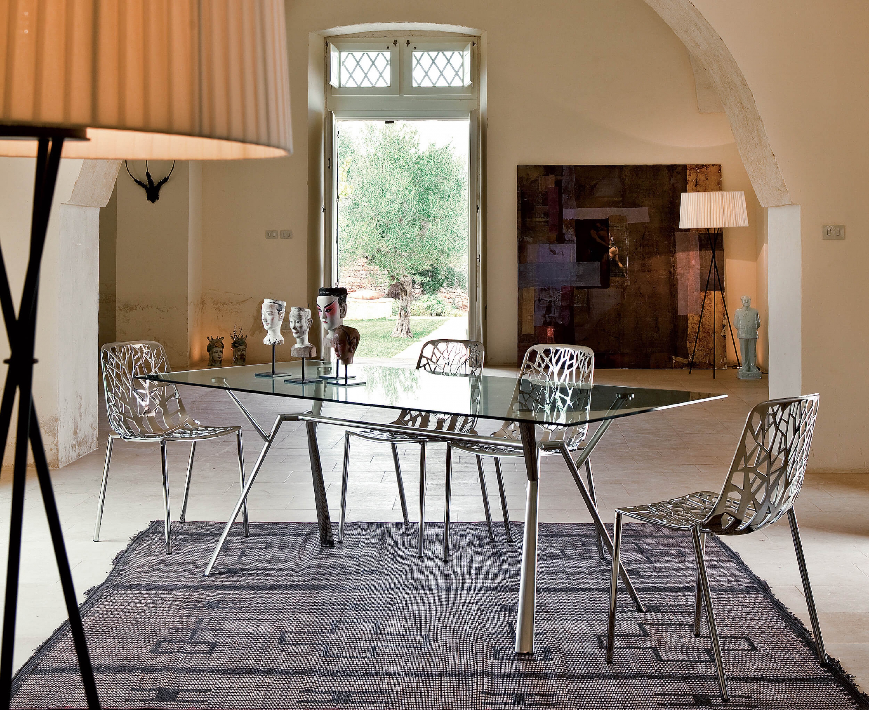 Ensemble de repas de la collection Forest en aluminium vernis à Monaco