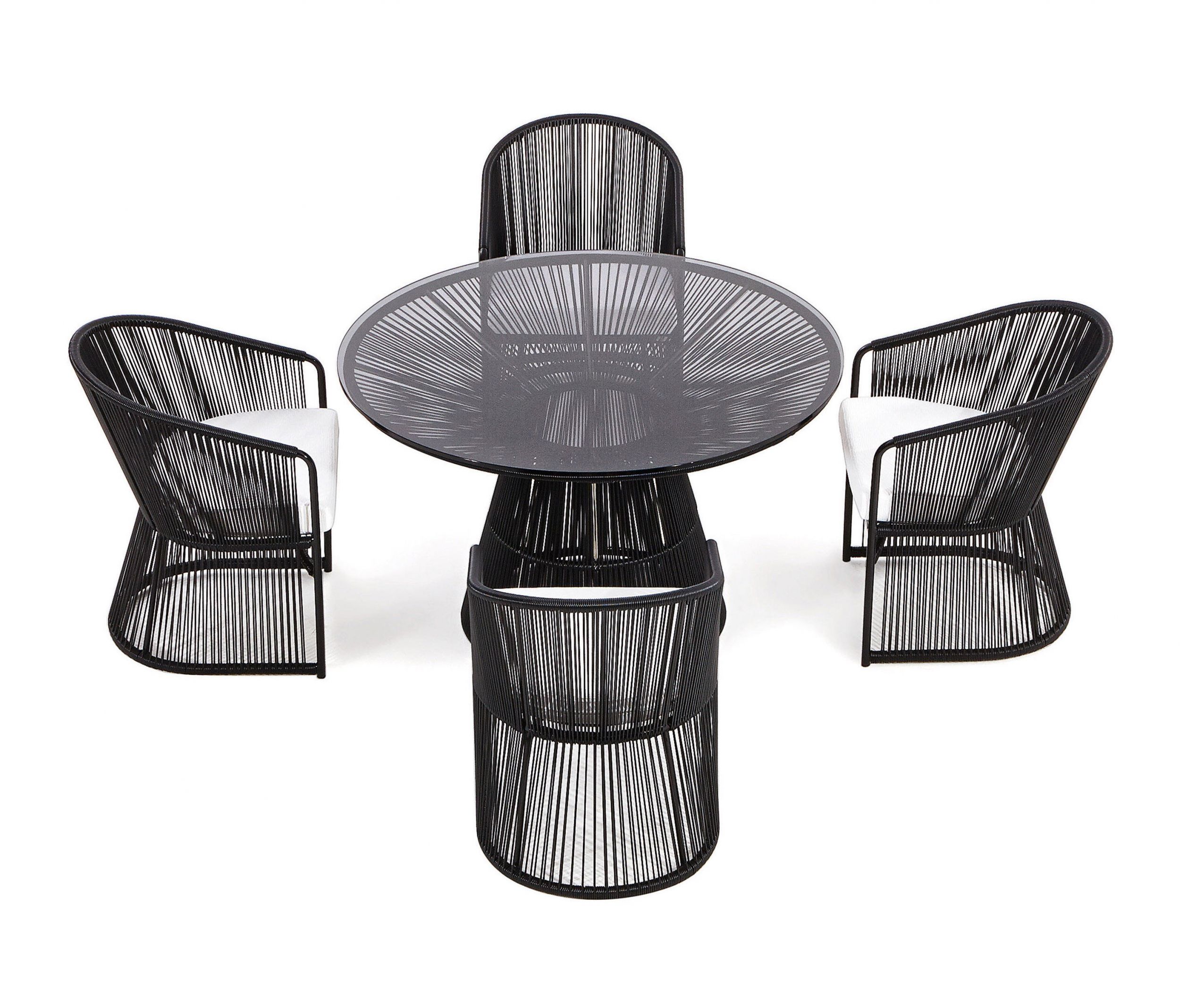 Packshot de la table ronde noire avec plateau en verre de la collection Tibidabo à Rennes