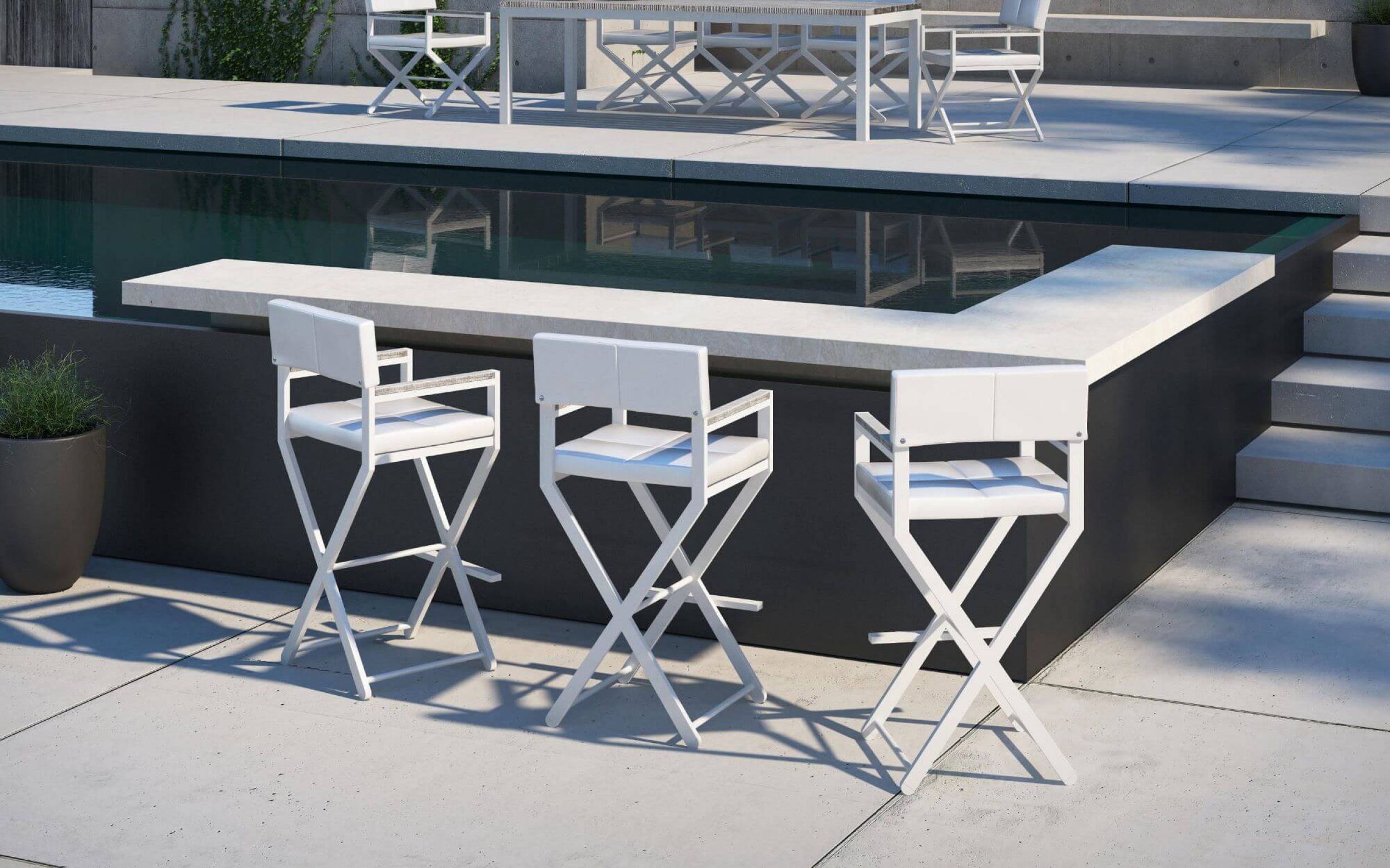 Tabouret de jardin en aluminium blanc collection Ultra à Nice