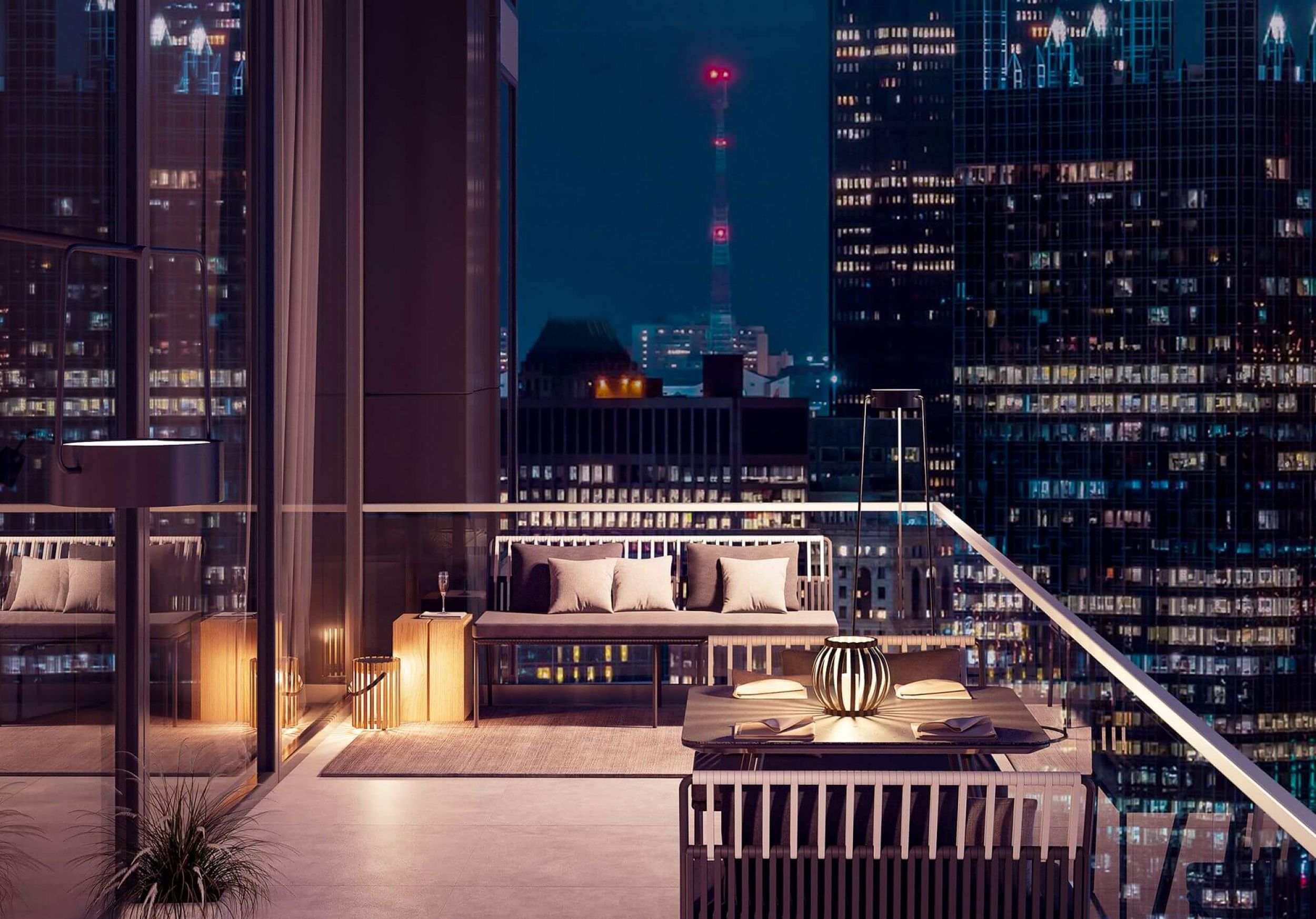 Salon de jardin avec banquette tressée sur une terrasse à Londres