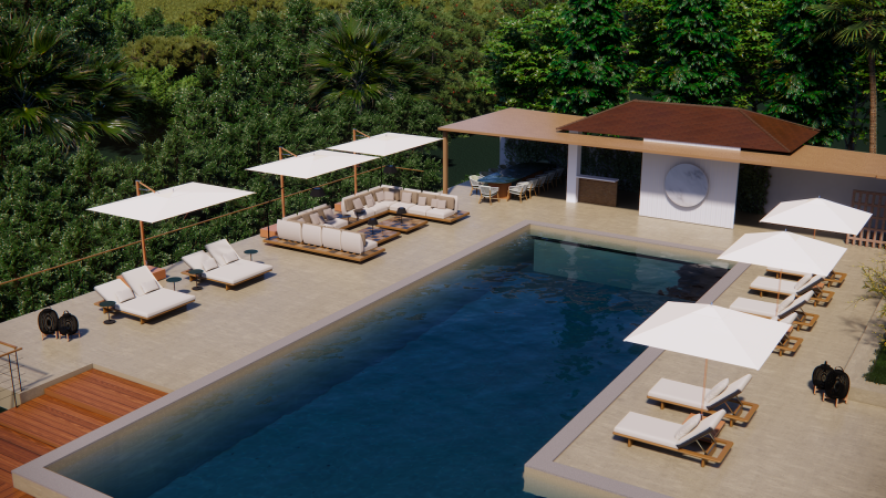 Projection 3D pour la terrasse d'une villa à Saint-Tropez