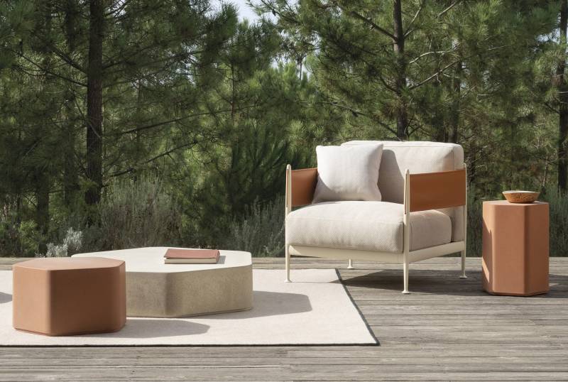 Fauteuil lounge en aluminium profilé, collection Obi par EXPORMIM