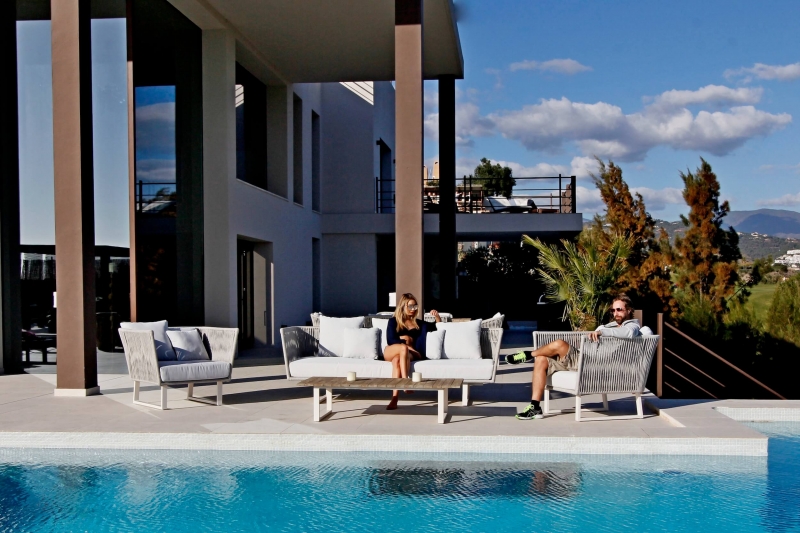 Canapé de jardin design en cordes grises G&G Italia