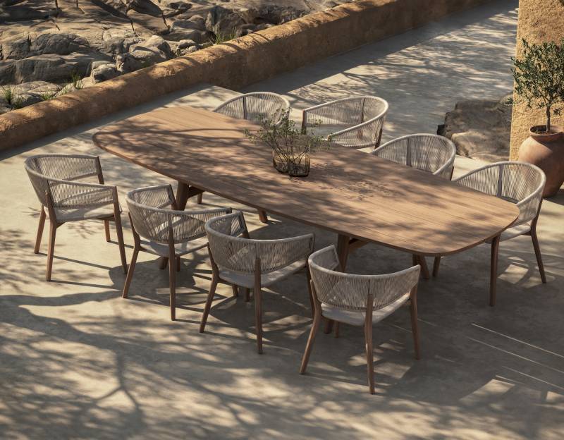 Table de repas en structure en teck extensible collection Zidiz par Royal botanique à Menton