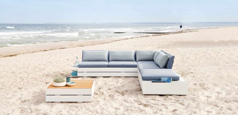 Canapé entièrement modulable en aluminium de la collection BOXX